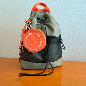 STEVE MADDEN Olive Green / ORANGE Multi BCASSY Nylon BACKPACK Sling BAG  NWT